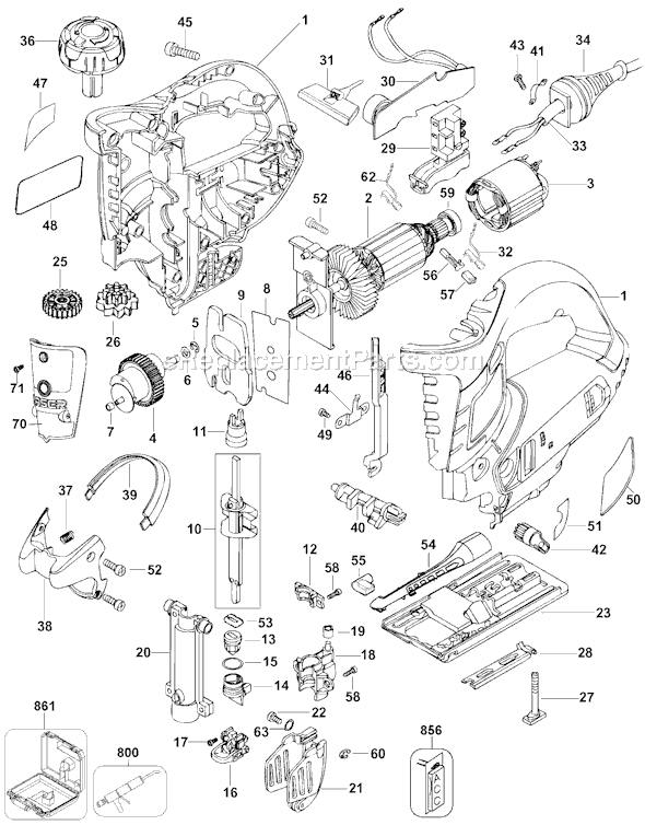 Page A Diagram and Parts List for JS700LK Type 1 Black and Decker Jig Saw